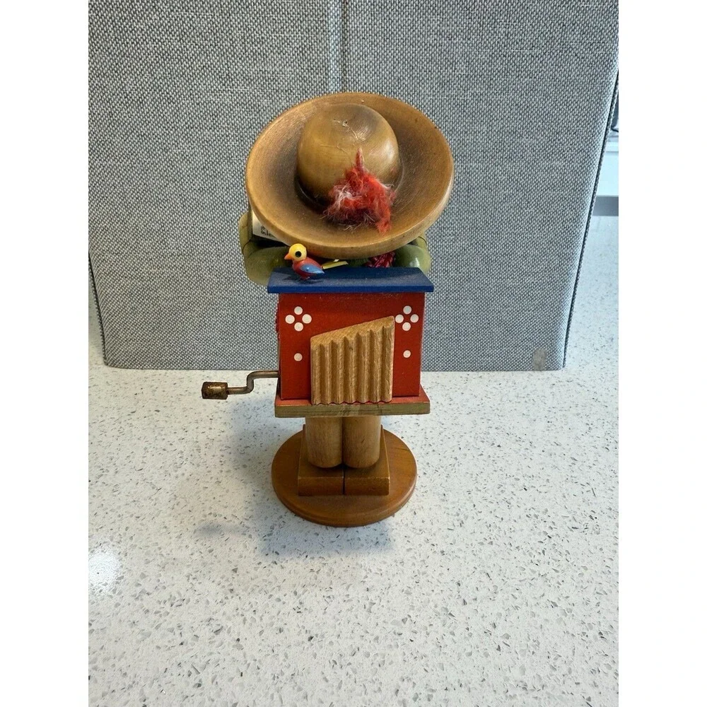 Vintage Steinbach German Wooden Smoker with Crank Music Box Christmas Caroler